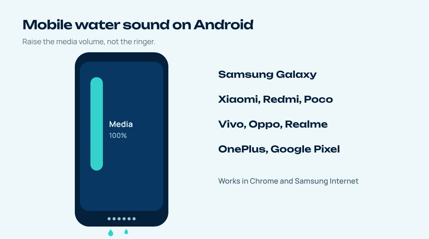 Mobile water sound on an Android phone held with the bottom speaker facing down